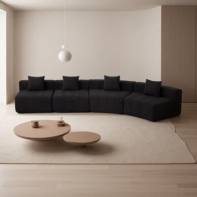 ZWYO HOSIMU Chenille Curved Modular Sectional Sofa Set with 4 Pillows and No Assembly Required