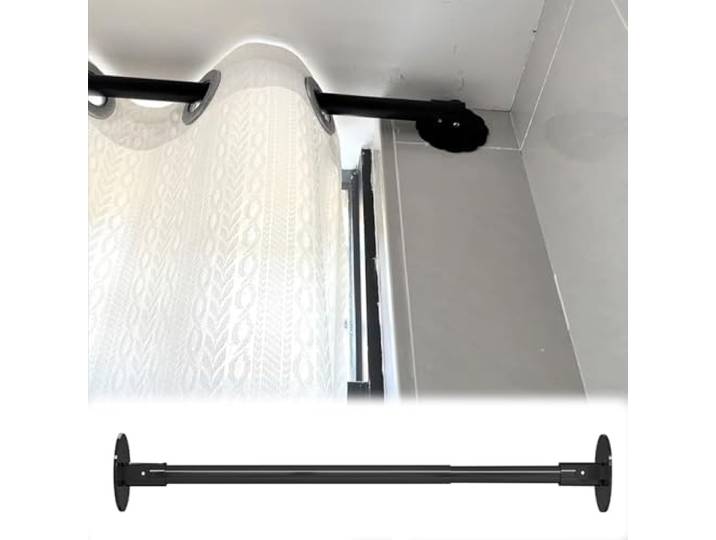 xcfhRTdxf Kleiderstange, Eck-Kleiderstange, Verstellbarer Winkel for Badezimmer-Garderobe 90(Black,190-255cm(74 -100 ))