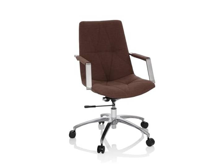 hjh OFFICE 670983 Drehstuhl SARANTO II Stoff Braun moderner Sessel im Retro-Look mit Rollen, höhenverstellbar