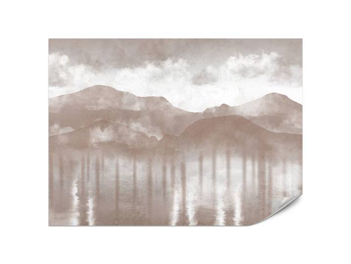FOTOTAPETE Neblige beige Landschaft Berge 200x140