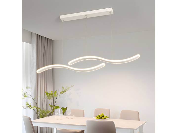 Restaurant suspension nordique moderne minimaliste bureau Bar lampe de Table lumière luxe Table à manger vague ligne LED salle à manger lumière