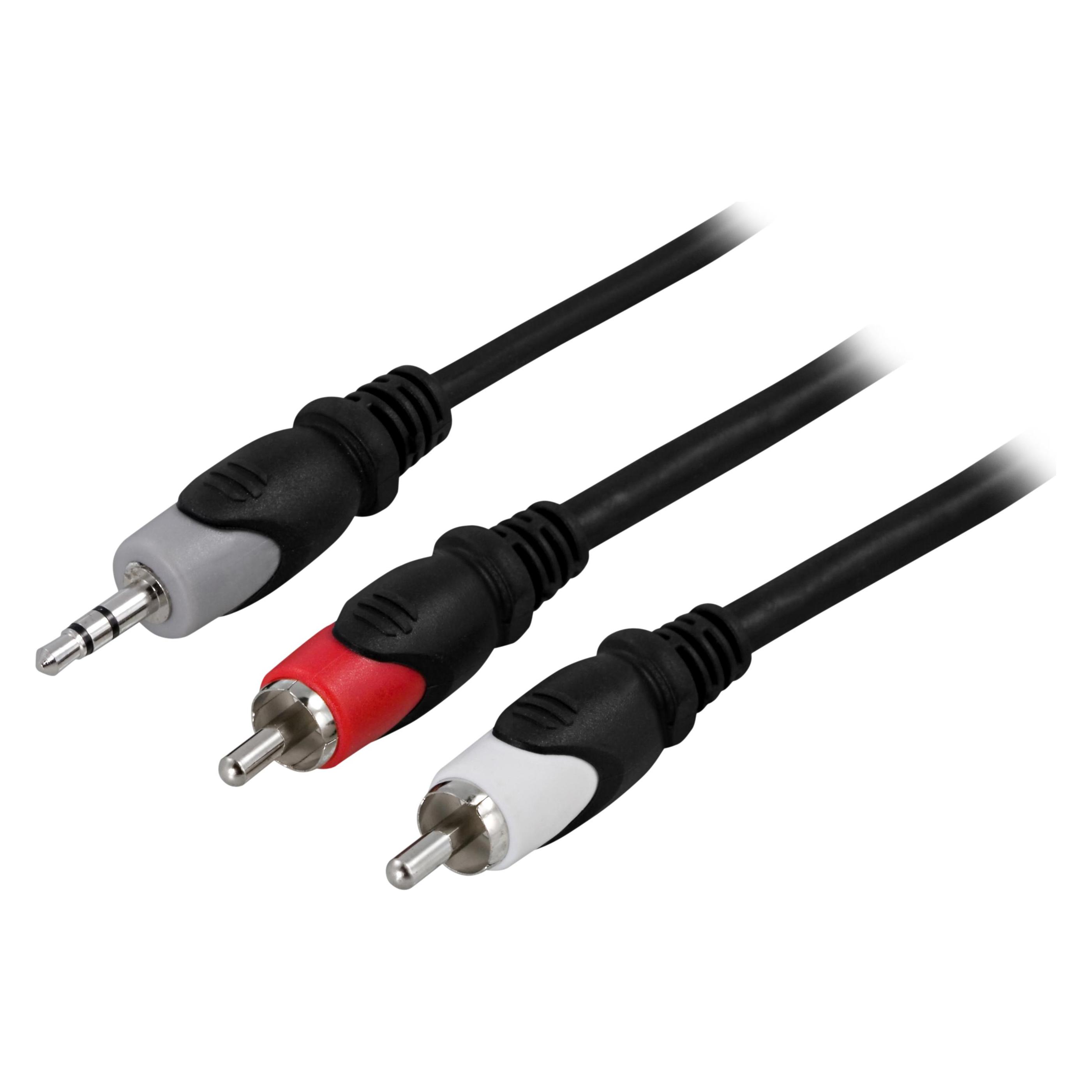 Deltaco MM-142 - 3.5mm - 2 x RCA - 5 m - Mehrfarben (5 m, Cinch Kabel) (MM-142)