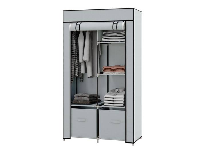 FELIXLEO Wickelkommode Kleiderschrank aus Stoff,1 Kleiderstange,2 Schubladen,83x42,5x162,5 cm