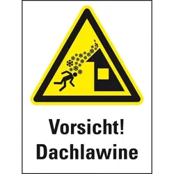 Schild I Warn-Kombischild Vorsicht! Dachlawinen, ISO/W040, Aluminium, 300x400mm, DIN EN ISO 7010