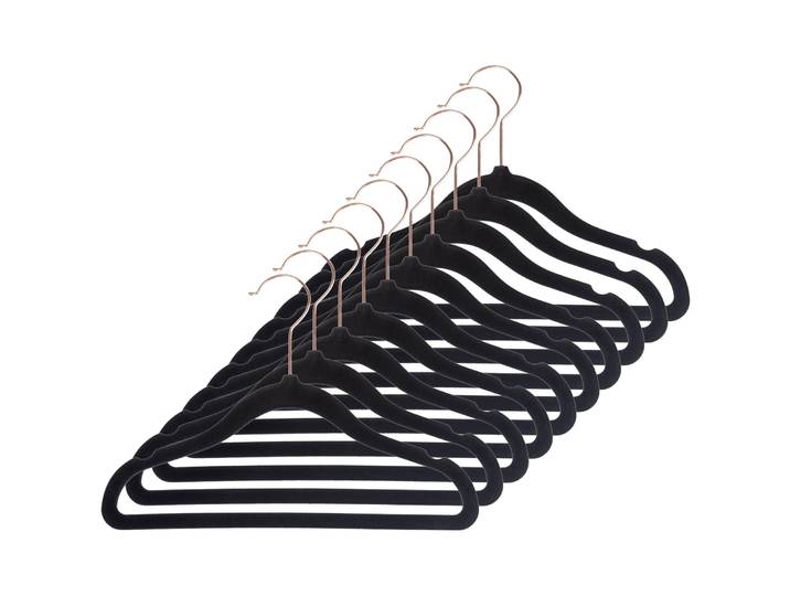 Kleiderbügel-Set COCON Schwarz Edelstahl/Stoff B 2 cm Set