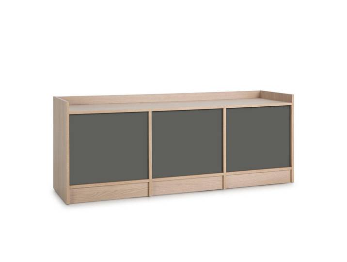 VS Venta-stock Tv-Element Moscú 3 Türen, Eiche/Grau, Rechteckig, 139x54x40 cm, Wohnzimmer, TV Möbel, Lowboards, Lowboards stehend