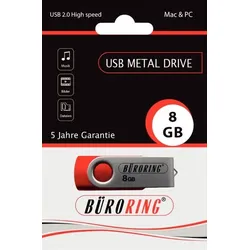 Speicherstick, USB 2.0 mit drehbarer Metall-Abdeckung, Kapazität: 8 GB