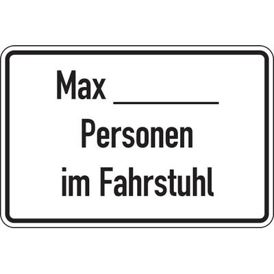 Aufkleber Hinweisschild, Max _____ Personen im Fahrstuhl - 300 x 200 mm Folie selbstklebend