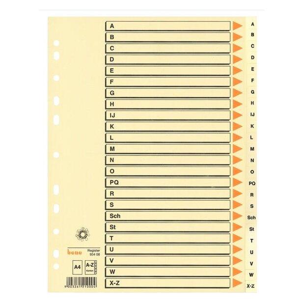 Bene 93408 A-Z, für Format A4, Karton, 24-teilig (93408)