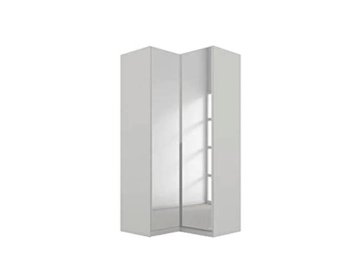 Rauch Möbel Alabama, Eckschrank, Farbe Seidengrau, Breite 100 cm Eckkleiderschrank, 2-türig, mit Spiegel, Zubehör Basic, für Schlafzimmer, Kinderzimmer, Hauswirtschaftsraum, Garderobe, Flur