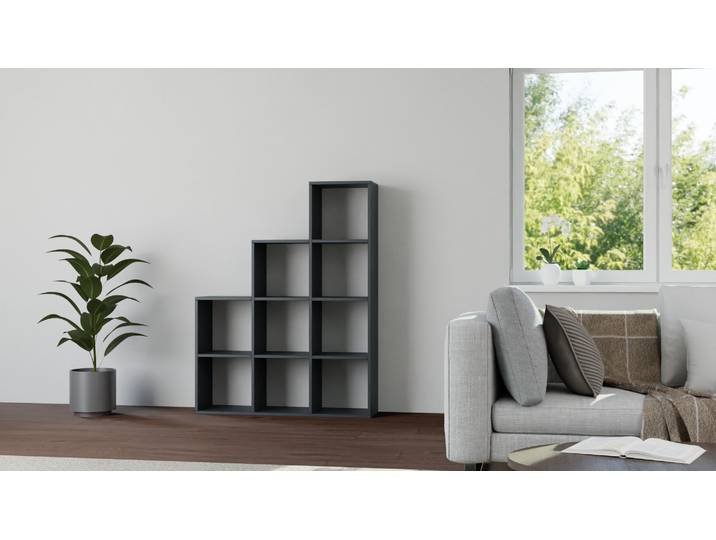 Offener Aktenschrank mit Stufen Premium Dekore Schwarz