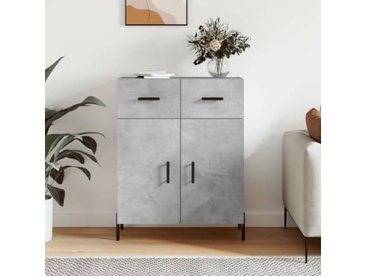 HEFZGDB Sideboard Betongrau 69,5x34x90 cm aus Holzwerkstoff, modernes Sideboard mit Metallbeinen, mit Stabiler Oberplatte und praktischen Türen für viel Stauraum