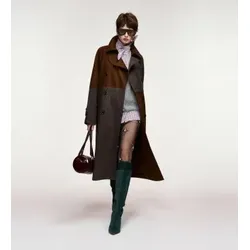 Essentiel Antwerp für Damen. KAGU Gabardine mit Farbblöcken in Braun, Dunkelgrau (M), Lässig, Wolle
