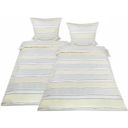 BETTWÄSCHE Viola 135x200cm + Kissenbezug 80x80cm Beige Biber (4tlg)