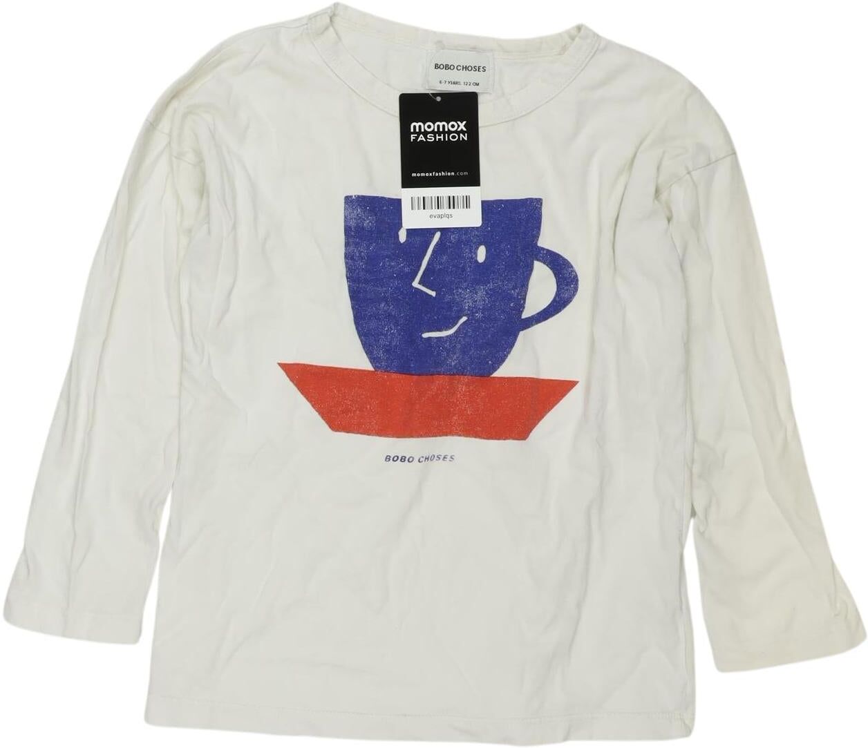 Bobo Choses Mädchen Langarmshirt, Cremeweiß, Gr. EU 122, Baumwolle - Second Hand