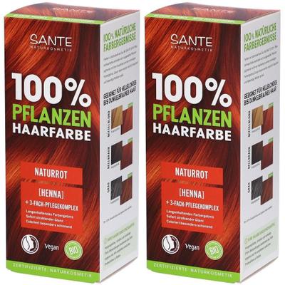 100% Pflanzenhaarfarbe mit 3-Fach Pflegekomplex naturrot 06 2x 2x100 g