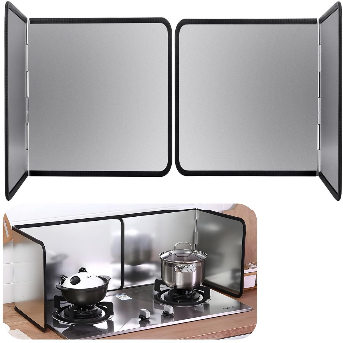 Omgoods Vouwbare Keuken Spatscherm Set van 2, RVS