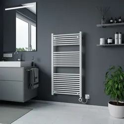 AZUR Elektrischer Handtuchwärmer Kitty, 1200 x 600 mm, Weiß, 700 Watt, inkl. Heizstab Typ 6.1 mit App-Steuerung - Weiß - Typ 6.1 (Heizpatrone mit Steuerung)