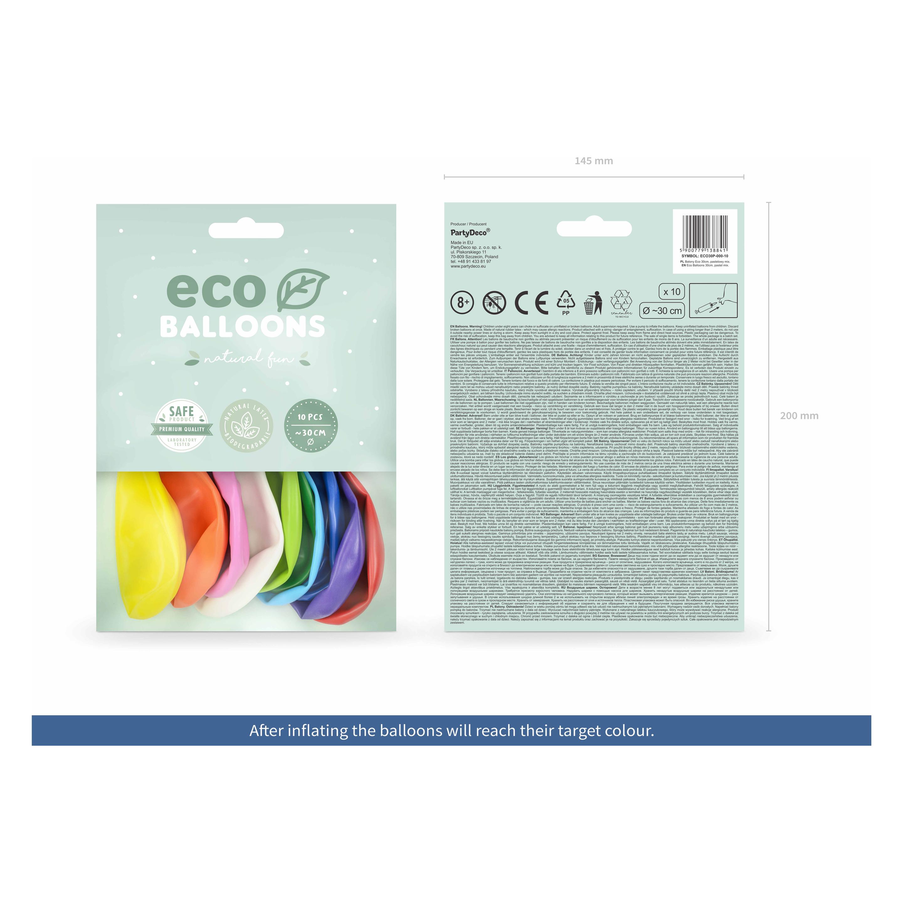 Partydeco Luftballons pastell Mix Eco (10x) (ECO30P-000-10)
