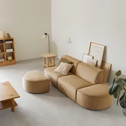 Modulares 2-Sitzer-Sofa Dario aus camelfarbenem Stoff
