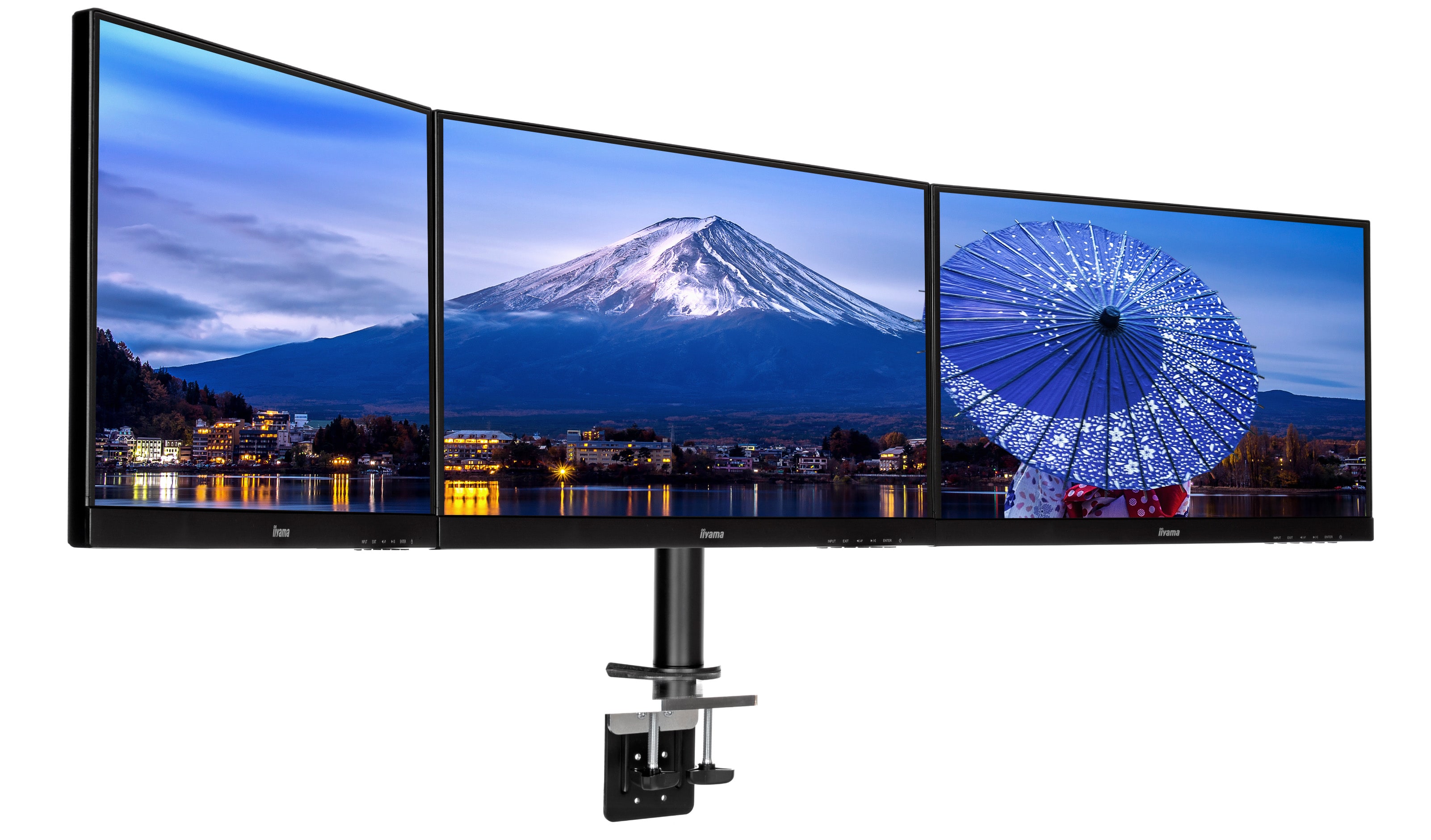 iiyama DS1003C-B1 Monitorhalterung für drei Displays bis 27 Zoll