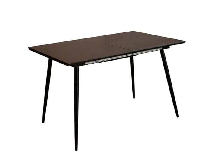 DRW Rechteckiger ausziehbarer Tisch aus Melamin, Wachseffekt und Metall, Schwarz, 76 x 160 x 80 cm