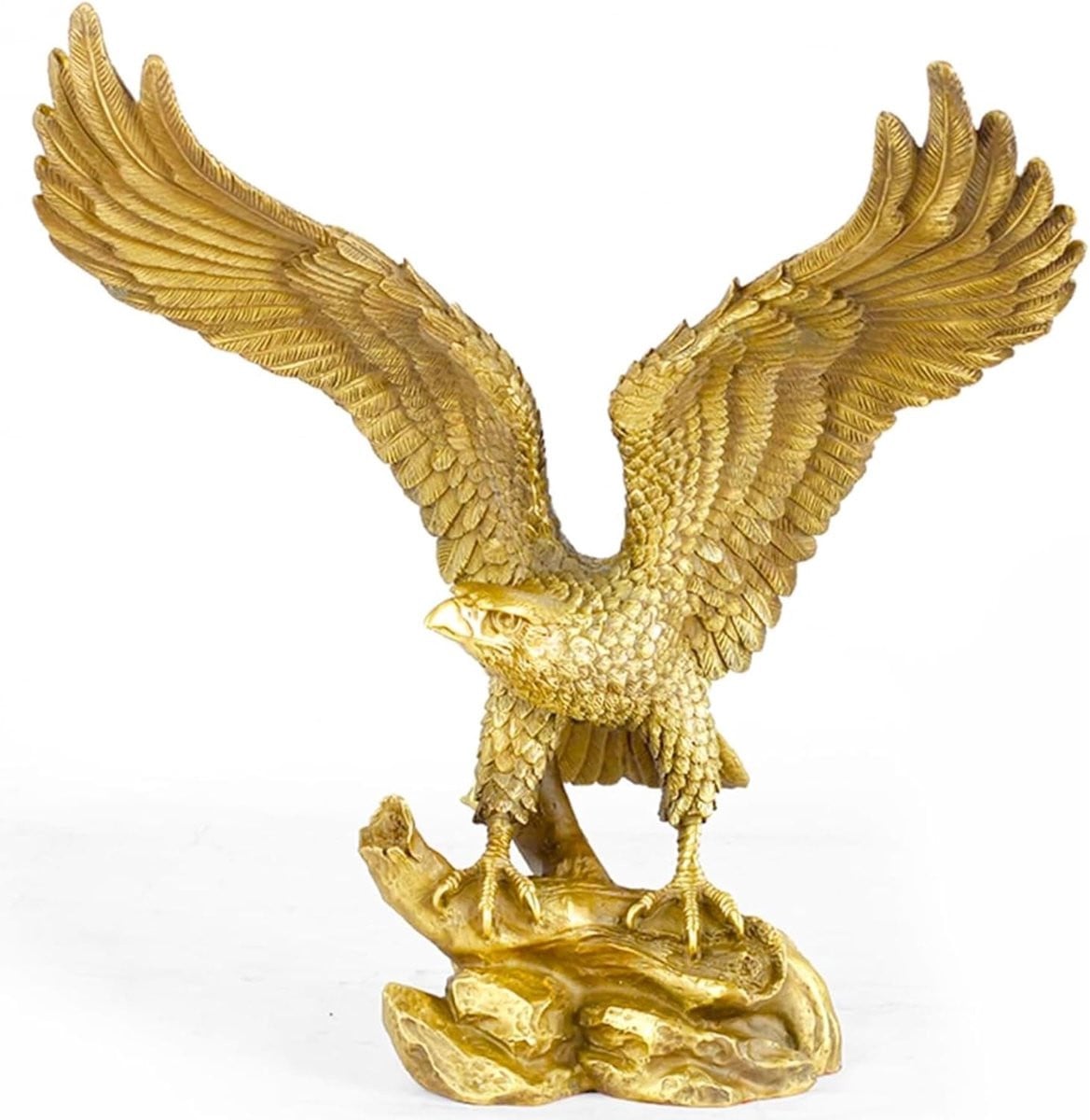 Handgemaakt Bronzen Adelaar Beeld - Goud - Hoogte: 38 cm