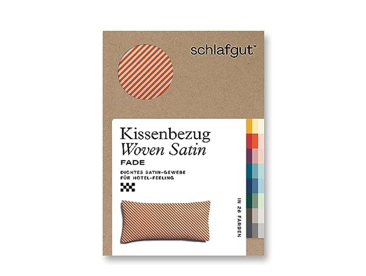 schlafgut Woven Fade Satin Kissenbezug 40x80 cm gestreift, Red Fade