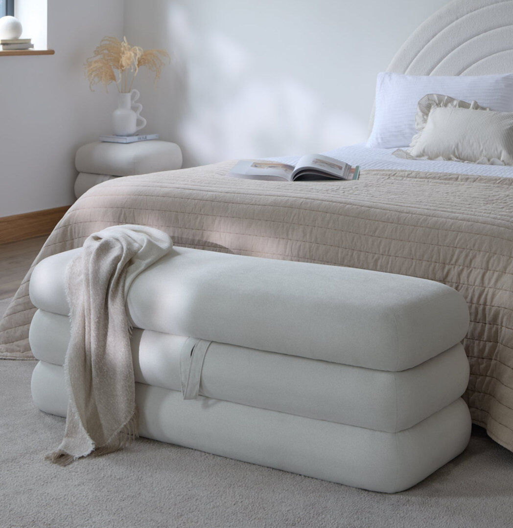 Fairmont Park 121 cm W Rectangle Footstool with Storage Ivory 45cm H X 121cm W X 46cm D