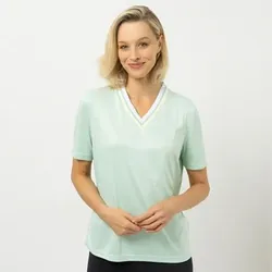 JERYMOOD HOMEWEAR Shirt, 1/2-Arm V-Ausschnitt gestreifte Blende Seitenschlitzen
