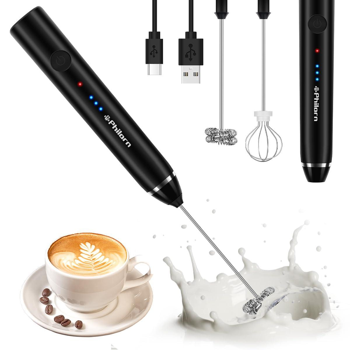 Dripio Melkschuimer met dubbele roterende borstels, 3 snelheden, USB-oplaadbaar, roestvrij staal
