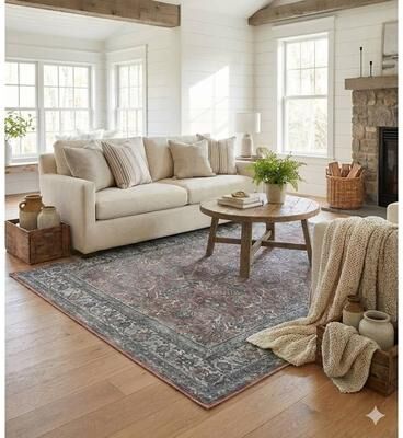 Amer Rugs Alaska Machine-Washable Vintage Medallion Runner Area Rug