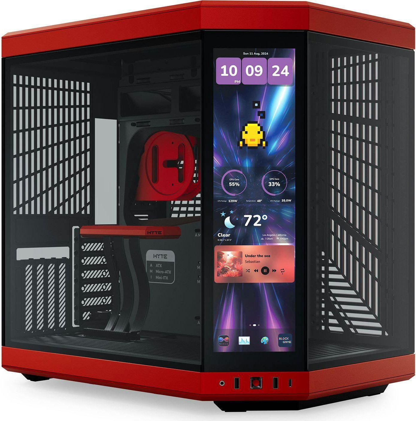 HYTE Y70 Gaming PC Gehäuse Big-Tower Black Cherry Seitenfenster