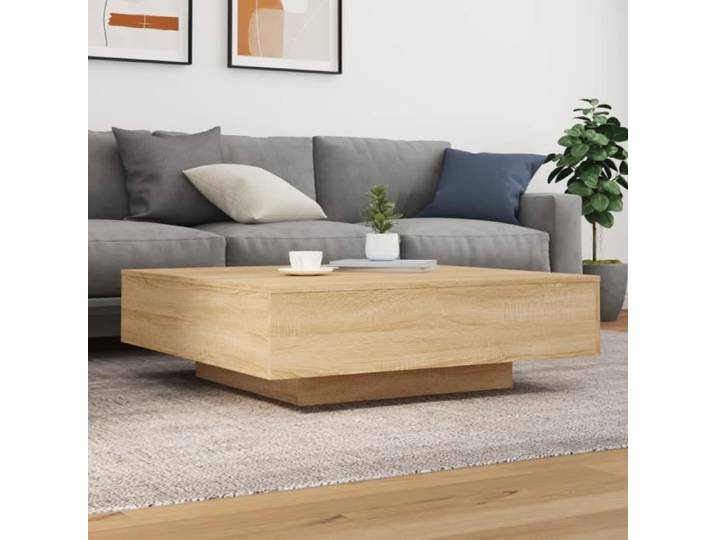 Table basse - AKOZON - Chêne sonoma - 100x100x31 cm - Bois d'ingénierie - Design contemporain