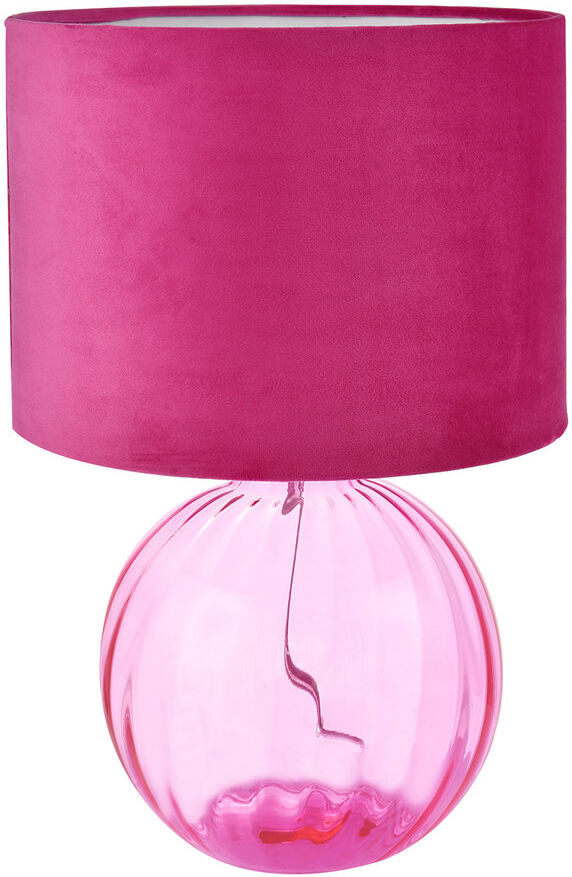 Breakwater Bay Mitzi Contemporary Ribbed Glass Table Lamp with Velvet Fabric Shade Pink 42cm H X 28cm W X 28cm D