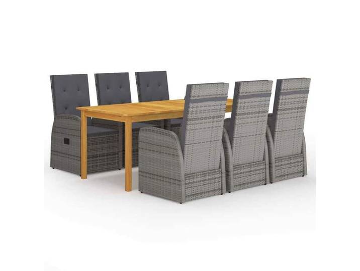 Ensemble Manger Gris Resine Tressee Salon Table Chaises 7 Places Jardin Terrasse Exterieur