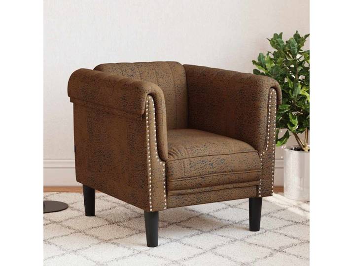 vidaXL Sofa vidaXL Sessel Braun Kunstleder Wildleder-Optik