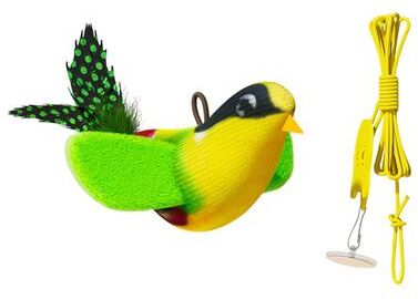 Quick Pick Pro Interactive Cat Bird Toy Wall Hanging Cat Teaser Toy With Sound & Catnip green Cat Bird