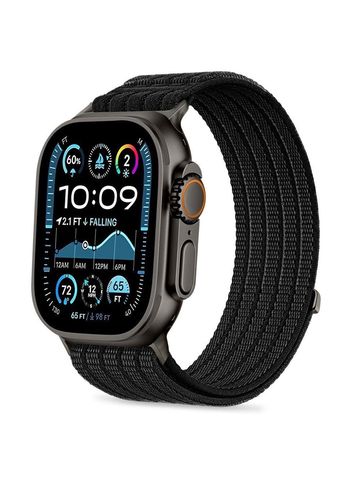 Tech-Protect Nylon Sport Strap for Apple Watch 44 / 45 / 46 / 49 mm - Black