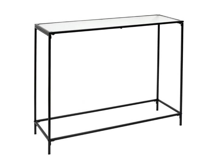 GLASSI - Console Noire Plateau en Verre Texturé