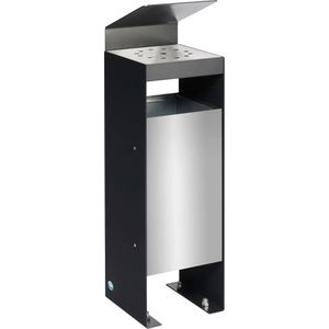 VAR Aschenbecher Q25, 21466, anthrazit, für Outdoor, mit Dach, 2in1, Aschenbecher & Mülleimer aus Metall, 25 x 92cm, 60 Liter