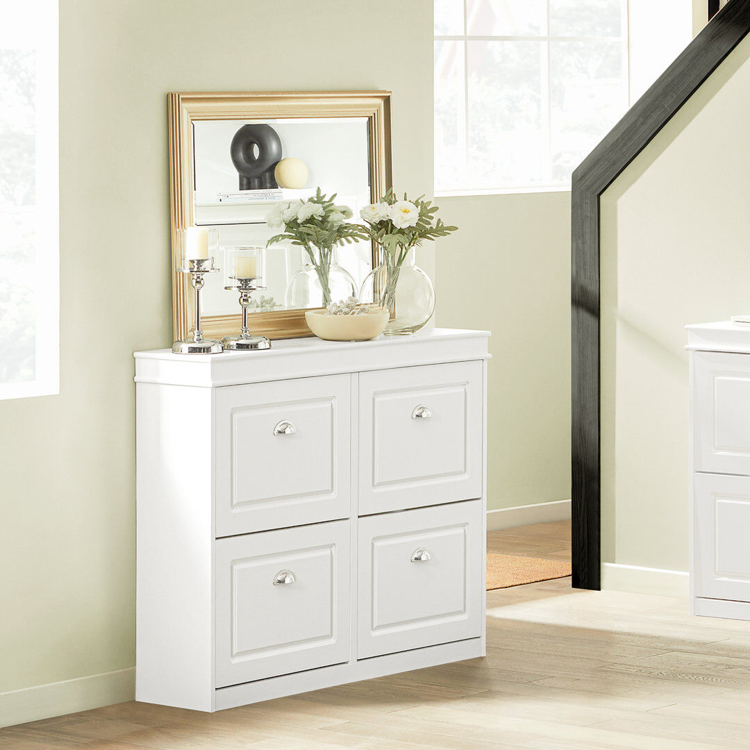 Marlow Home Co. Moriah 16 Pair Flip Down Shoe Storage White/Silver 16