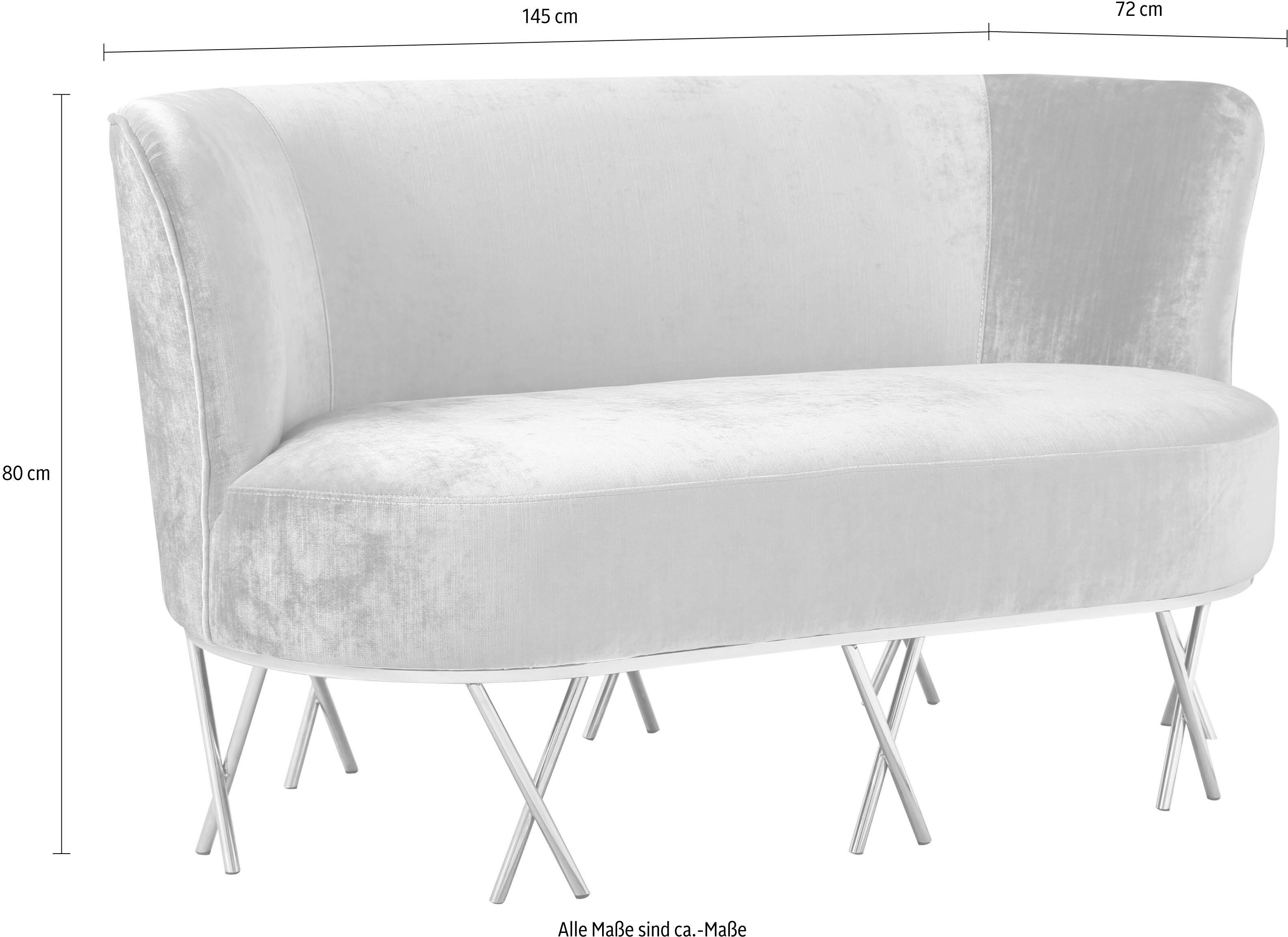 Sofa LEONIQUE "Scarlett", rosa, Sofas, Sofa, Sofa/Bank, rosa Velours, Chromfüße, Design, 145x72x80
