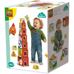 SES Creative - Stapelwürfel und Formensortierer 2 in 1 - Bauernhoftiere