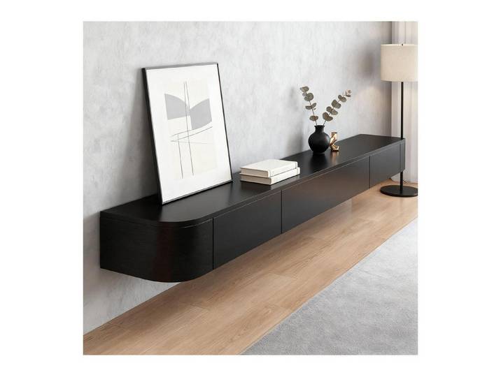 LuxusKollektion Lowboard TV Schrank hängend 140cm Schwarz Schubladen