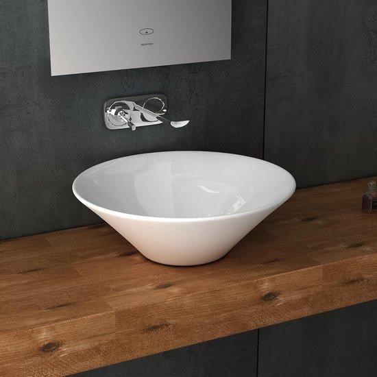 Alpenberger Ronde Keramische Opzetwastafel met Nano Coating - Wit - Breedte: 41 cm