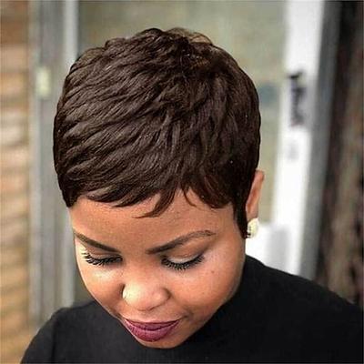 kurze Pixie schneidet Haare Perücken Afroamerikaner kurze Perücke weibliche Frisuren