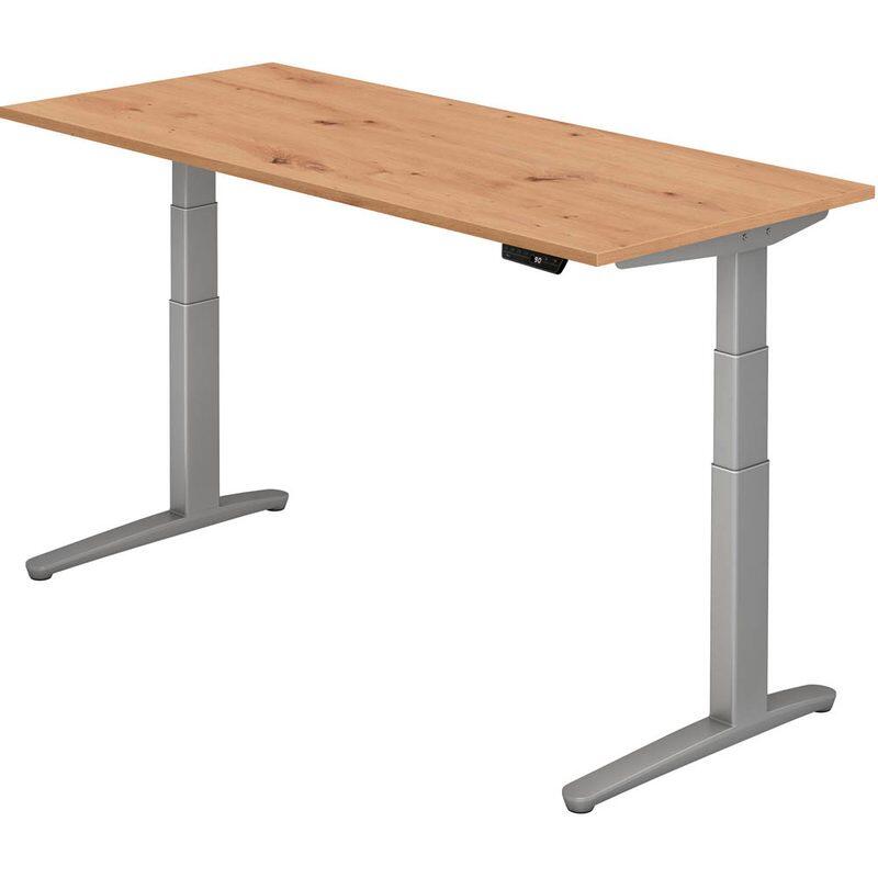 HAMMERBACHER VXBHM19/R/SS elektrisch höhenverstellbarer Schreibtisch 65,0 - 130,0 cm - elektrisch Asteiche / silber