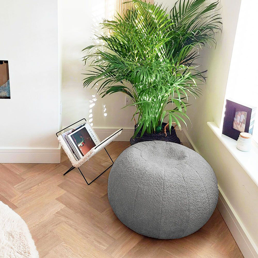 Latitude Run rucomfy Beanbags Snug Bean Bag Pouffe - Large Soft Footrest or Extra Seating - Home Decor Accessories for Living Room or Bedroom - Arrives Pre Filled Grey Medium