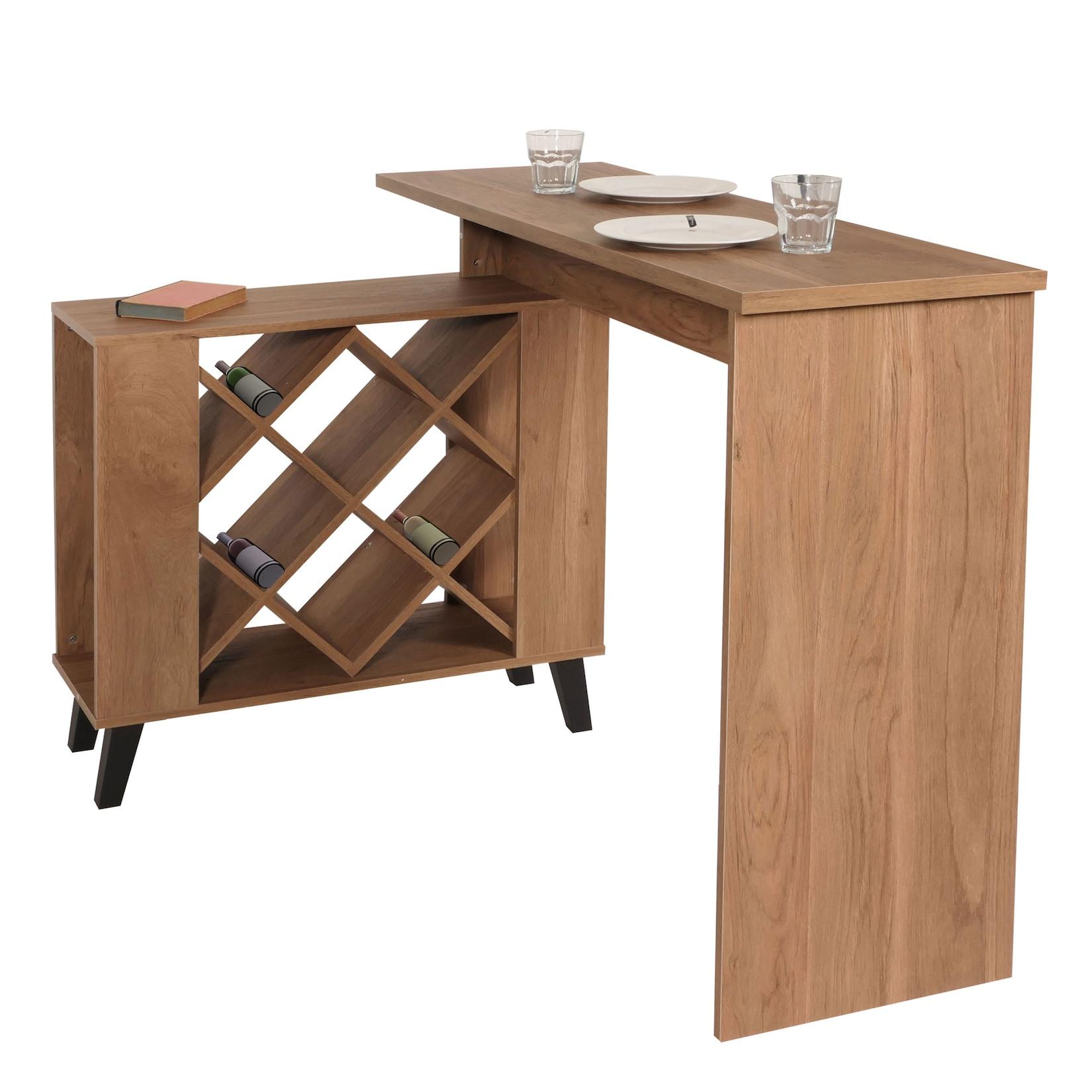 Bartisch MCW-M45, Stehtisch Thekentisch Weinregal Weinschrank, Staufächer 93x120x98cm, braun